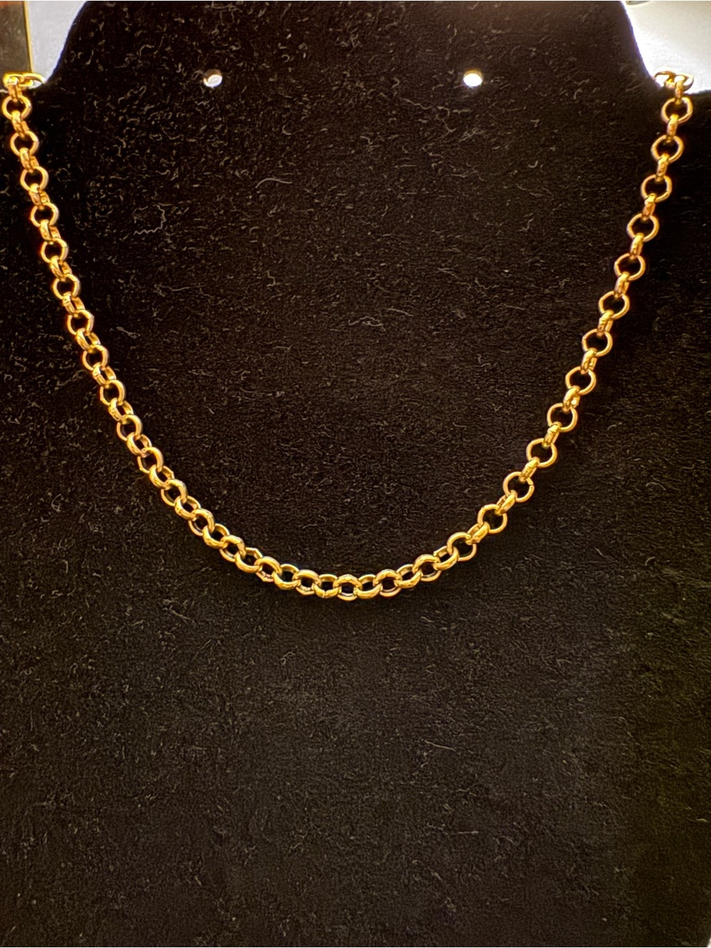 Gold Rolo Link Necklace Adjustable 18”